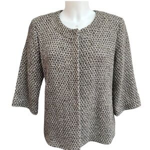 Eileen Fisher Jacket Womens XL Tweed Neutral Shimmer Wool Alpaca Mature Modest
